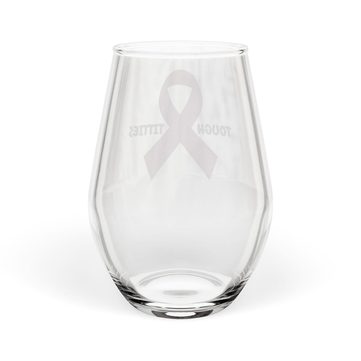 "Tough Titties" Breast Cancer Awareness Stemless Wine Glass, 11.75oz