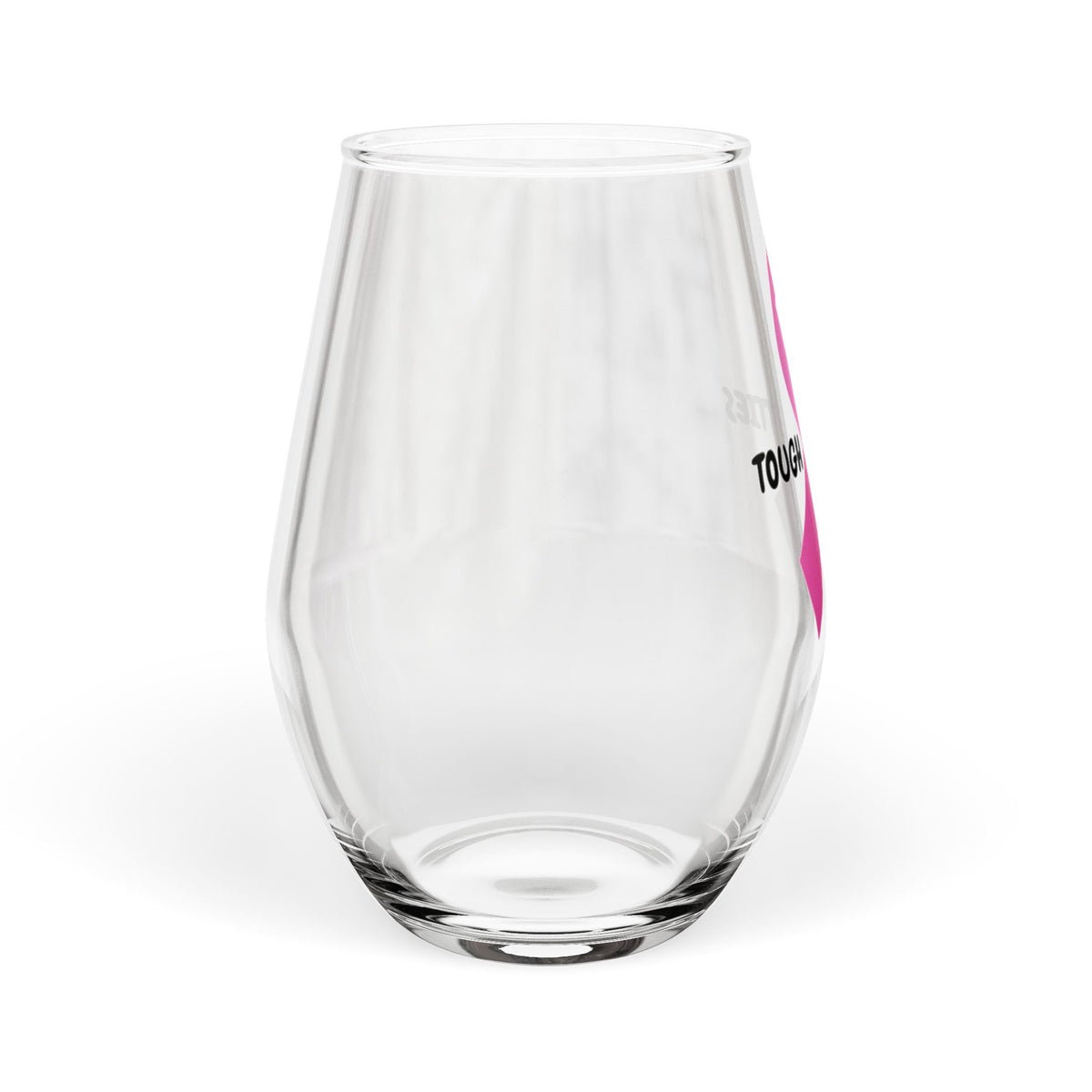 "Tough Titties" Breast Cancer Awareness Stemless Wine Glass, 11.75oz
